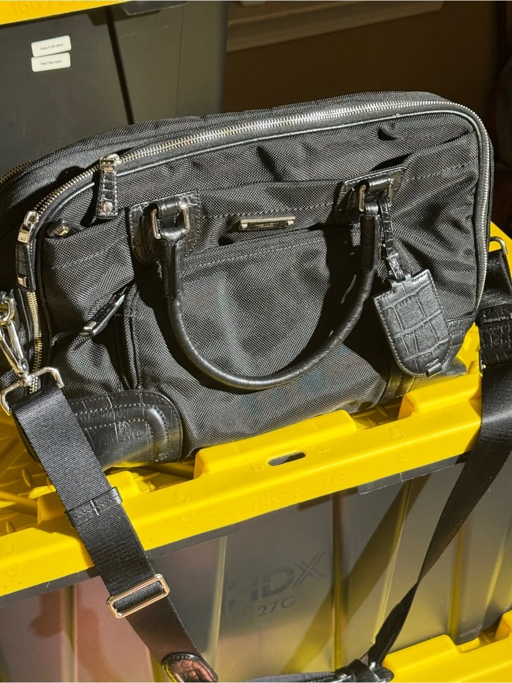 Tumi Black Nylon Laptop Bag with Leather Accents